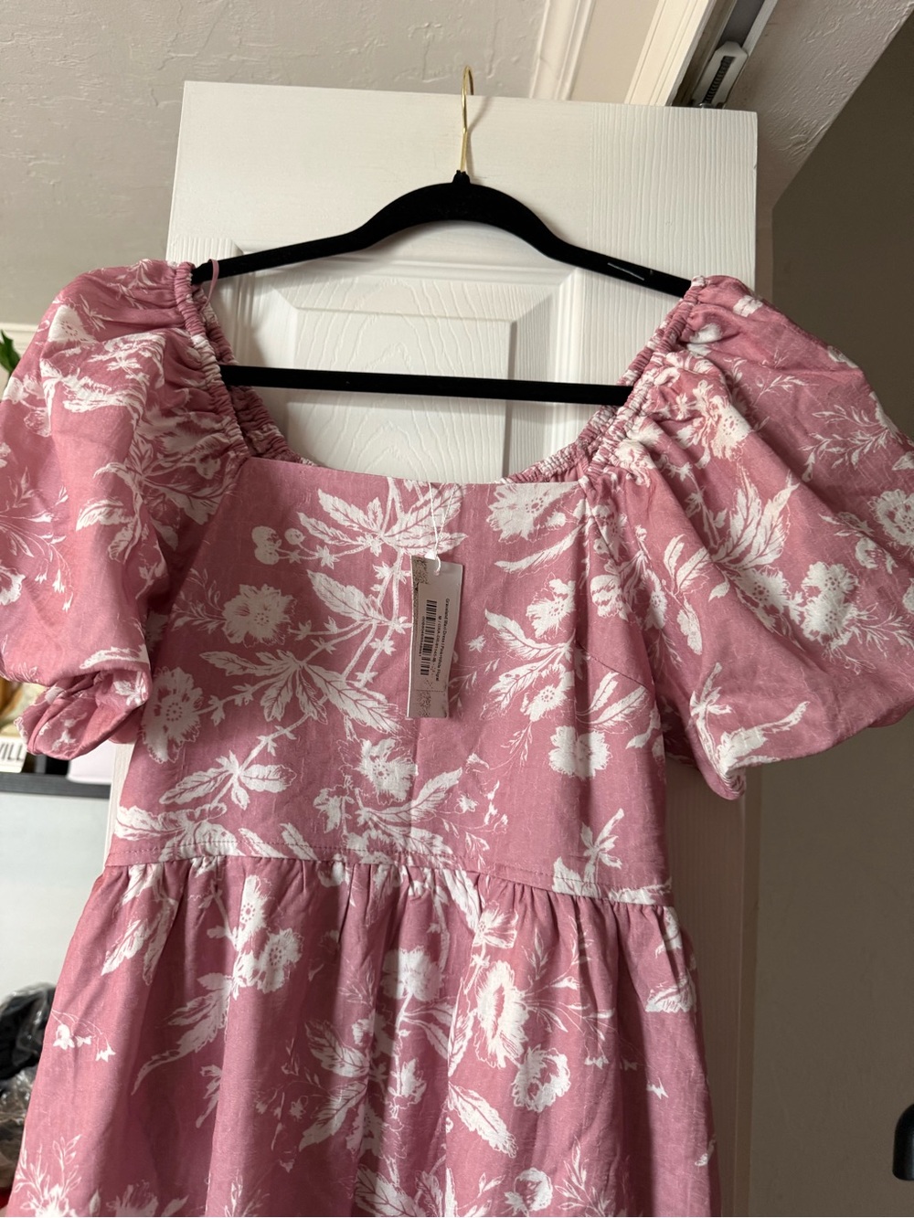 Baltic Born pink and white floral midi dress short sleeve NWT sz M - Picture 4 of 5
